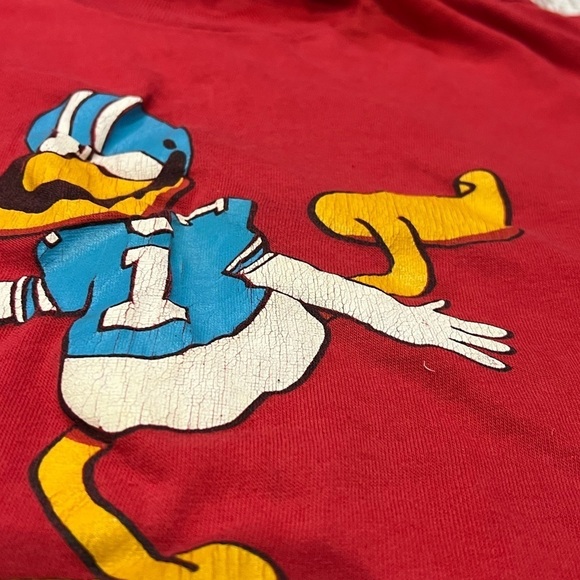 Vintage 1980s Everybody Duck Cartoon Football 80s Crewneck Tee Top Shirt - Picture 5 of 7